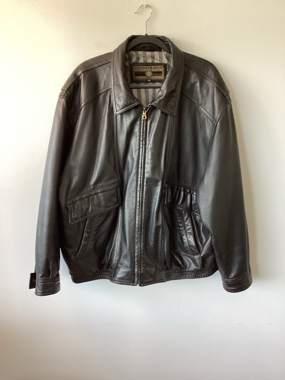 Vintage Members Only Genuine Black Leather Quilted Bomber Jacket Mens XXL